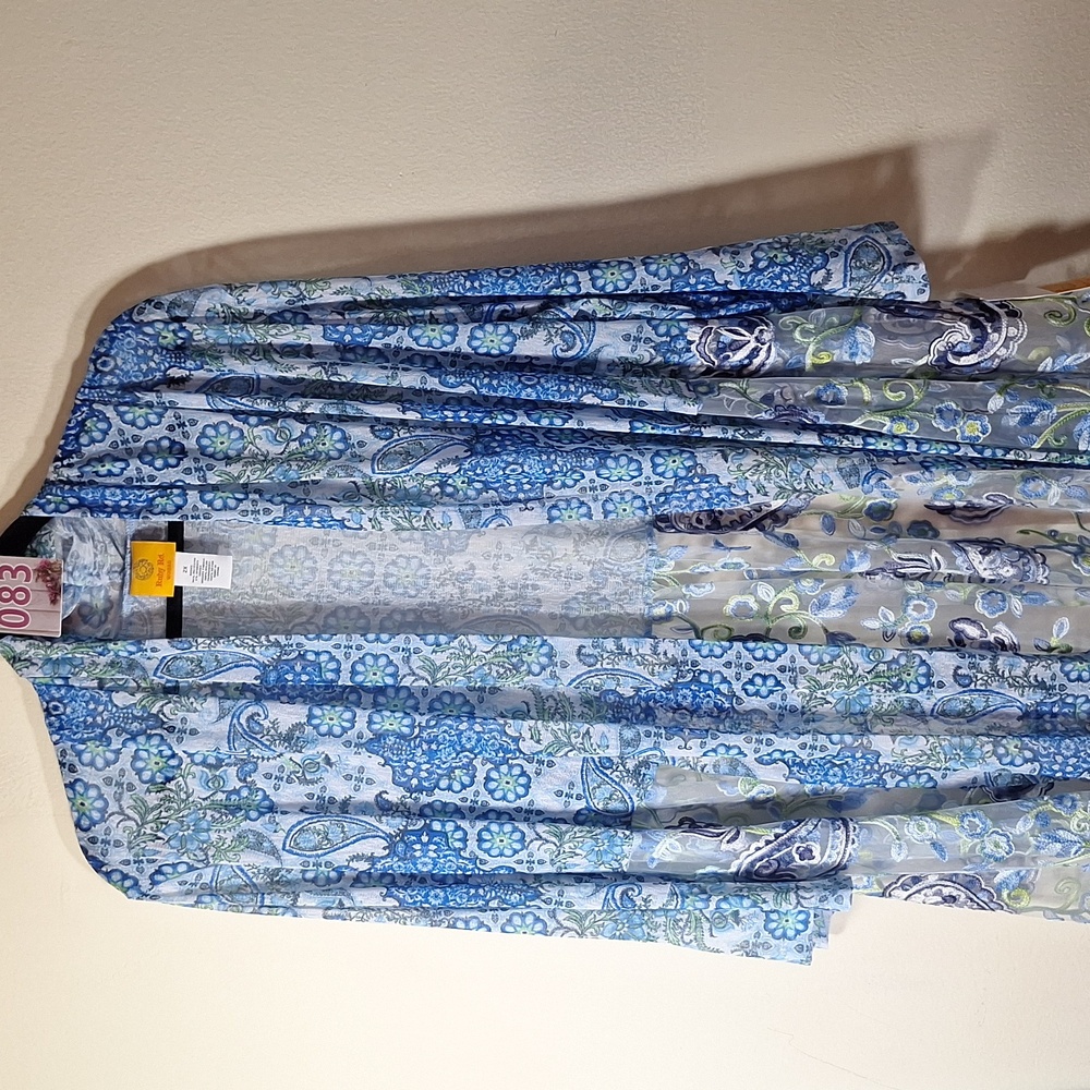 Light Blue Floral Open-Front Women's Cardigan